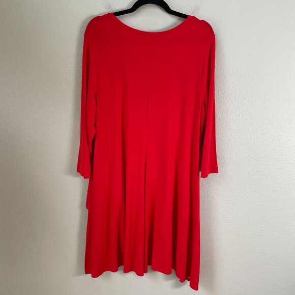 NEW Chicos Womens Large Lace Trim Tunic Top In Runaway Red Stretch Shirt - Picture 12 of 12